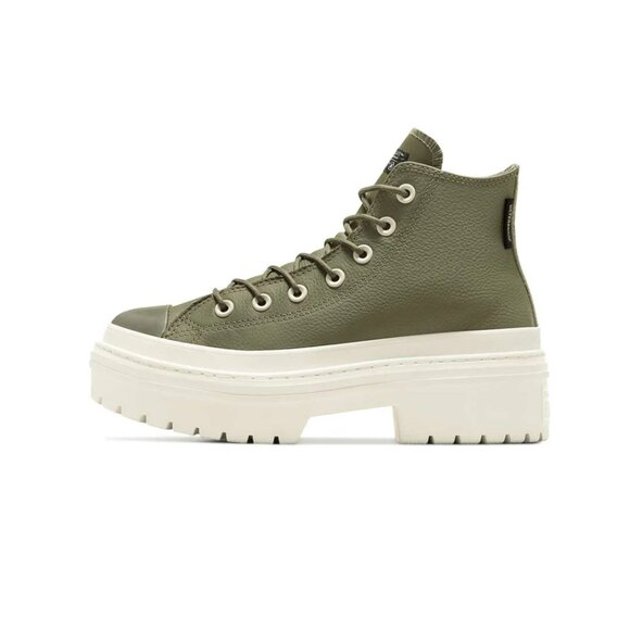Womens Converse CHUCK TAYLOR ALL STAR LUGGED HEEL PLATFORM LEATHER HI SZ 8 GREEN - Picture 14 of 14